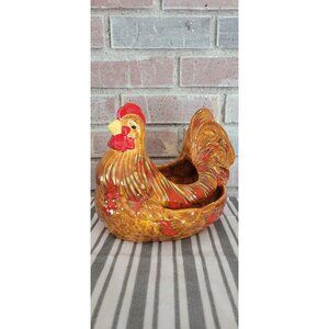 Vintage Arnel's ? Hand-Painted Farmhouse Country Decorative Rooster Planter